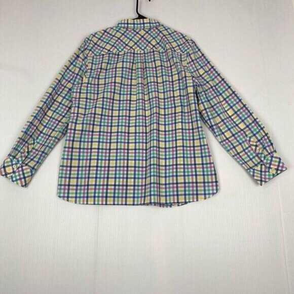 Talbots button down shirt Women's long sleeve pastel check top size XL Cotton - Picture 6 of 6